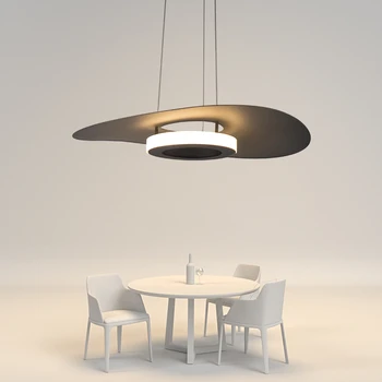 Çoğaltma kolye lamba LED basit Metal siyah beyaz tasarımcı ufo lamba yemek odası oturma odası yatak odası salonu dekorasyon ışık