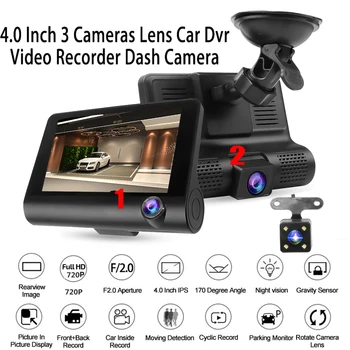 Üç Yönlü Döngü Kayıt araba dvr'ı Kameralar 3 Lens Video Kaydedici Dash kamera Gece görüş Kamera ile geri görüş kamerası TF 32G