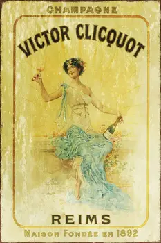 Şampanya Reklam Victor Clicquot Reims Vintage Retro tarzı Metal İşareti